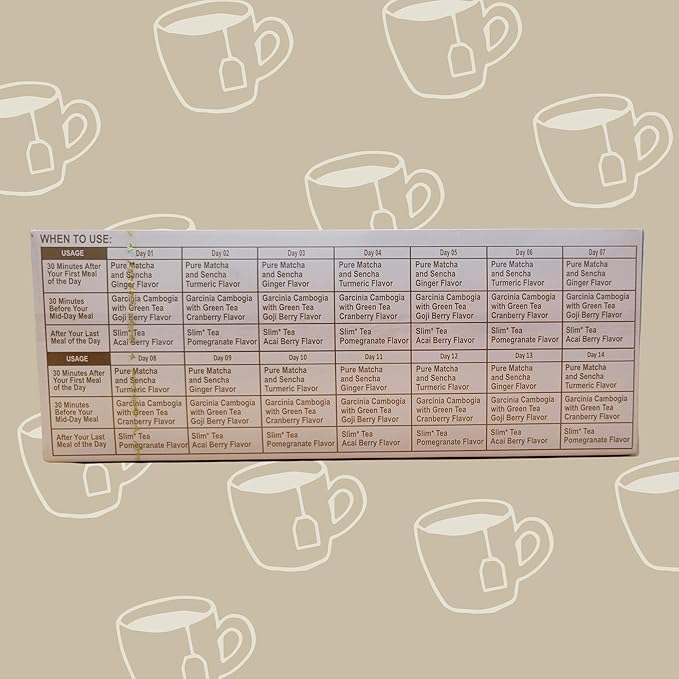HYLEYS 14 Day Weight Loss Tea – 42 Tea Bags – Garcinia Cambogia, Matcha Green - Image 2