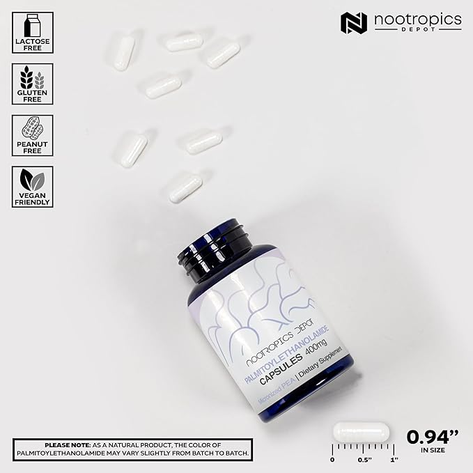 Nootropics Depot Palmitoylethanolamide Capsules | Pea | 400mg Pills | 30 Count - Image 3