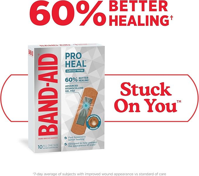 BAND-AID Brand Pro Heal Adhesive Waterproof Bandages, Hydrocolloid Gel Patch - Image 3