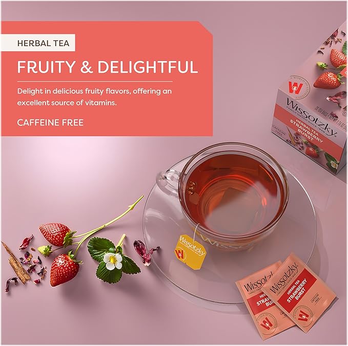 Wissotzky Strawberry Burst Herbal Tea, 20 Tea Bags | Fruity Blend | Caffeine - Image 2