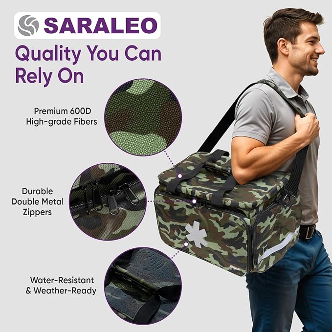 SARALEO Camo First Responder Bag Empty – Medical Supply Organizer - Image 2