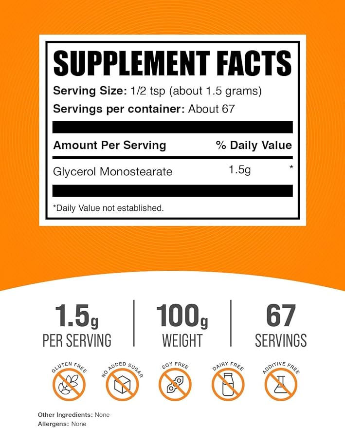 BulkSupplements.com Glycerol Monostearate Powder - Image 2