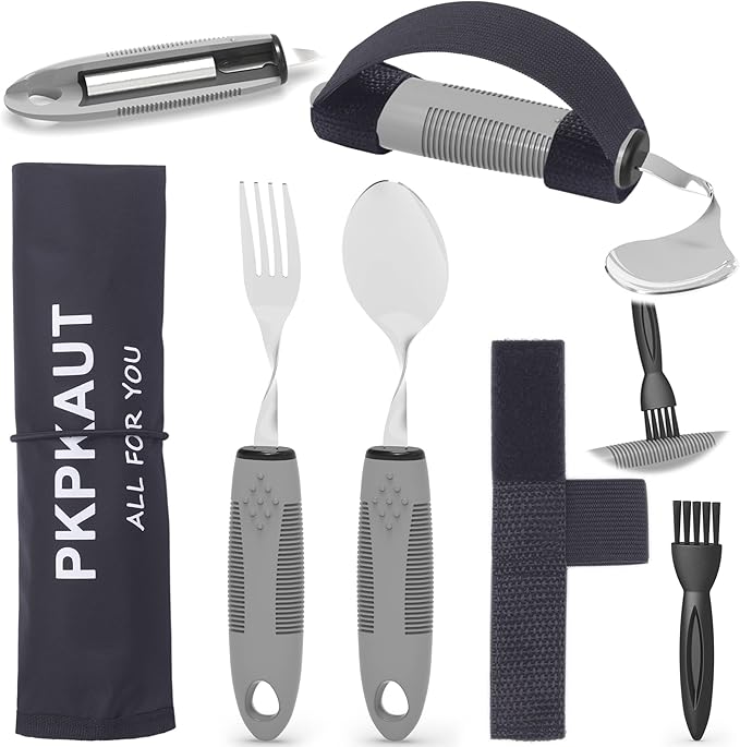 Weighted Parkinsons Utensils for Hand Tremors, Weighted Silverware for by PKPKAUT