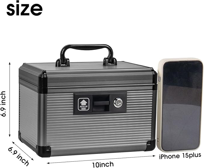 Medicine Lock Box with Key, Alluminum Alloy Box - Image 2