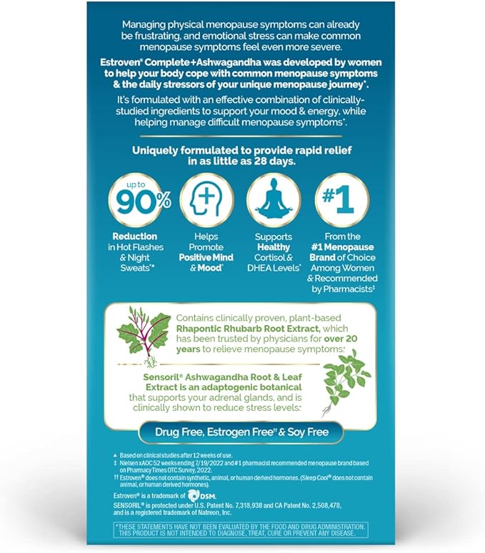 Estroven Complete + Ashwagandha Multi-Symptom Menopause Supplement - Image 2