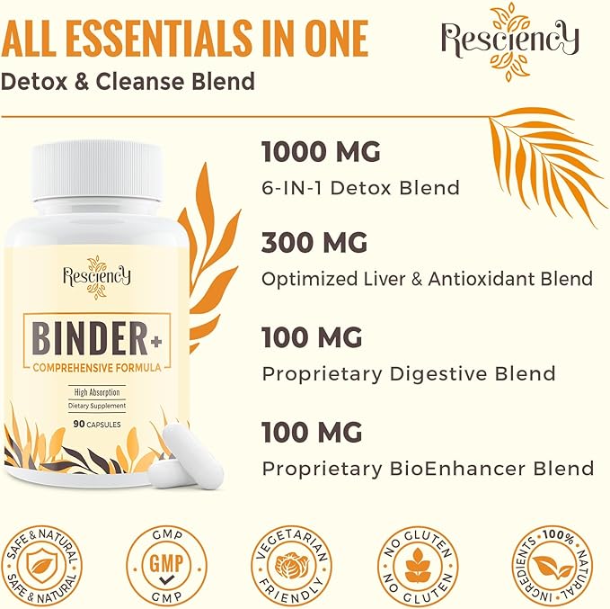 Resciency Detox Binder Supplement – Activated Charcoal, Bentonite Clay - Image 5