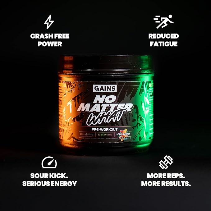Gains in Bulk No Matter What Pre Workout Powder, - Image 2