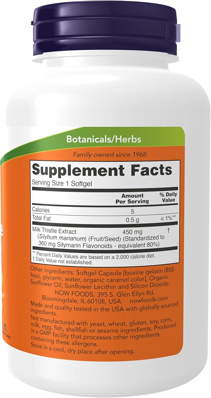 NOW Foods Supplements, Silymarin Milk Thistle Extract, Extra Strength 450 mg - Image 2