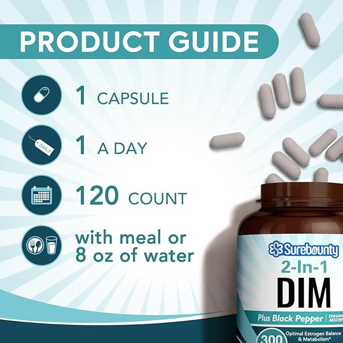 DIM Supplement 300mg for Women & Men, Estrogen Balance & Metabolism, Hormone - Image 5
