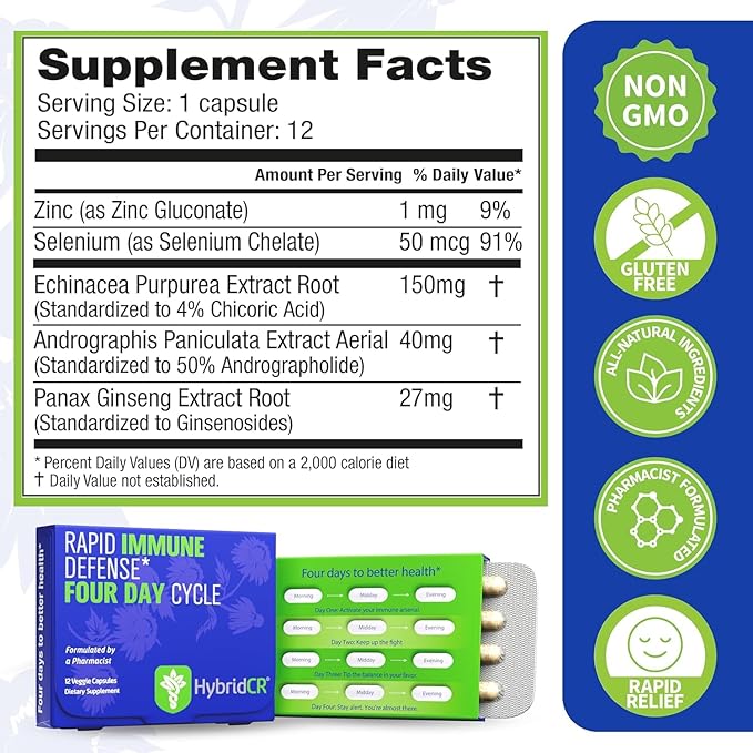 HybridCR Rapid Immune Support Supplement Pharmacist Formulated Natural Herbal - Image 2