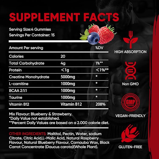 Creatine Monohydrate Gummies 5000mg – Sugar-Free Vegan Creatine Supplement - Image 7