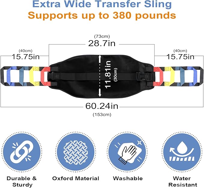 Transfer Sling, Transfer Belt for Elderly, Gait Belts for Seniors, Heavy Duty - Image 2