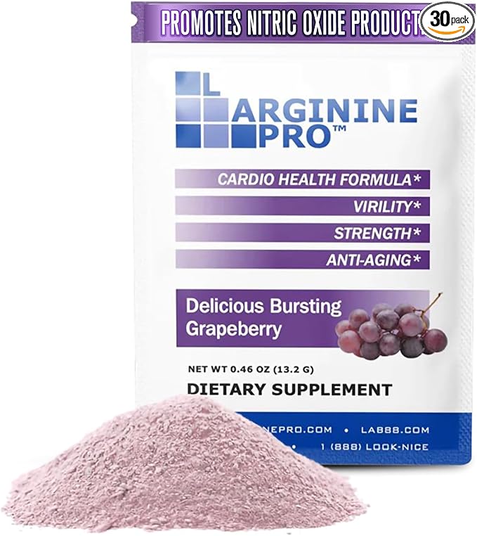 L-ARGININE PRO Supplement Powder | 30 Packets Single Serve Travel Size | 5 by HeartHealthySupplements