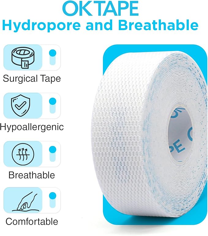 OK TAPE Hypoallergenic Surgical Tape 1 inch x 5.5yd |12 Rolls, Dry Medical Tape - Image 3
