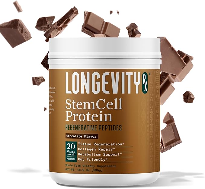 Stem Cell Protein Powder Chocolate – Bone Marrow & Bone Broth Protein, Bacillus by LongevityRx