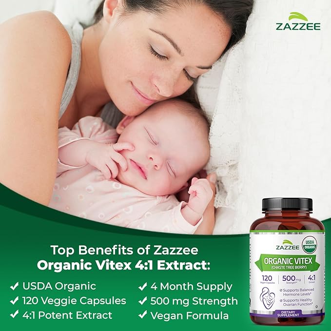 Zazzee USDA Organic Vitex, 500 mg Strength, 120 Vegan Capsules, 4 Month Supply - Image 4