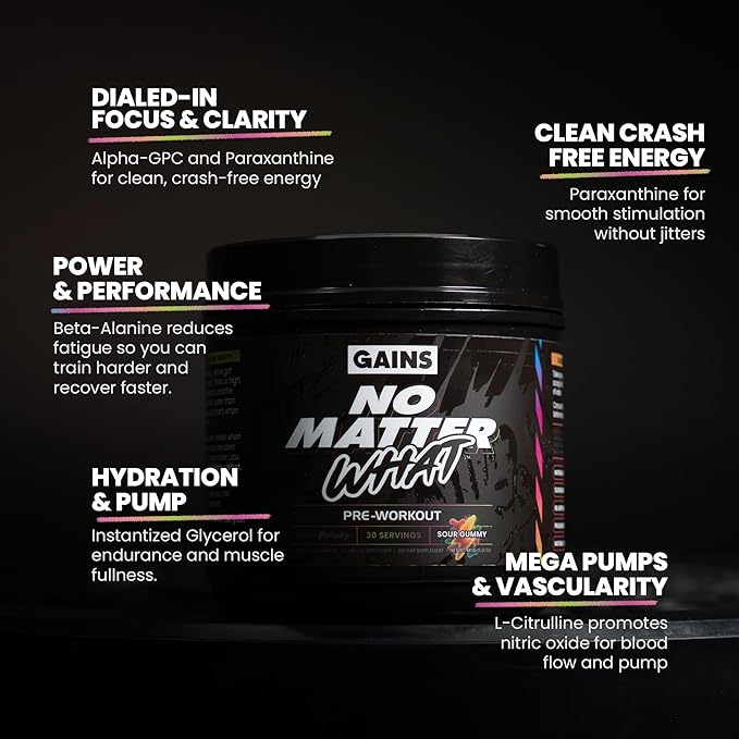 Gains in Bulk No Matter What Pre Workout Powder, - Image 6