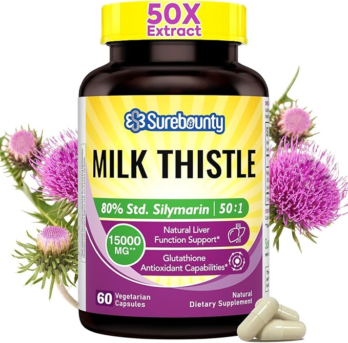 Milk Thistle, 50X Concentrated Seed Extract, 80% Silymarin, Liver Support by Surebounty