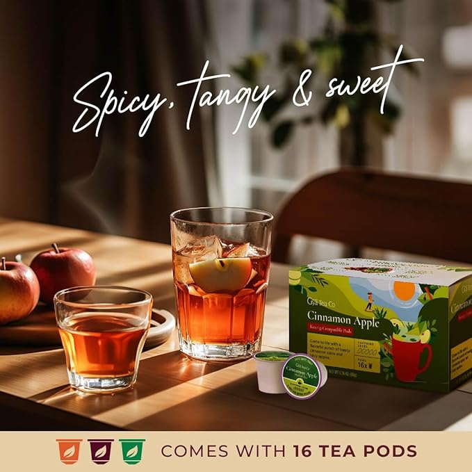Gya Tea Co Cinnamon Apple Herbal Tea Pod- Decaf Wellness Tea - Image 2