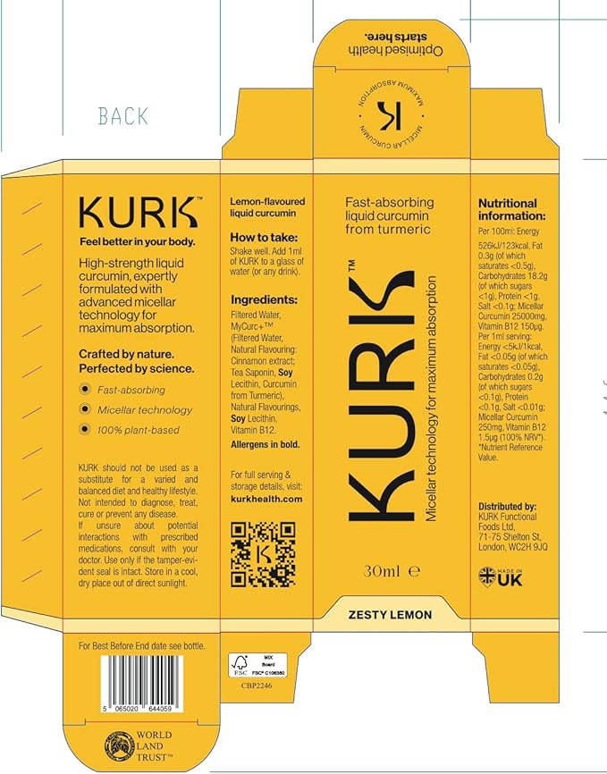 Kurk Essential Liquid Turmeric Curcumin Supplement, Organic Turmeric Drops - Image 2