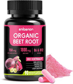 20:1 Organic Beet Root Capsules, 1800 mg Beet Supplement 150mg BP Grape Extract by Unknown
