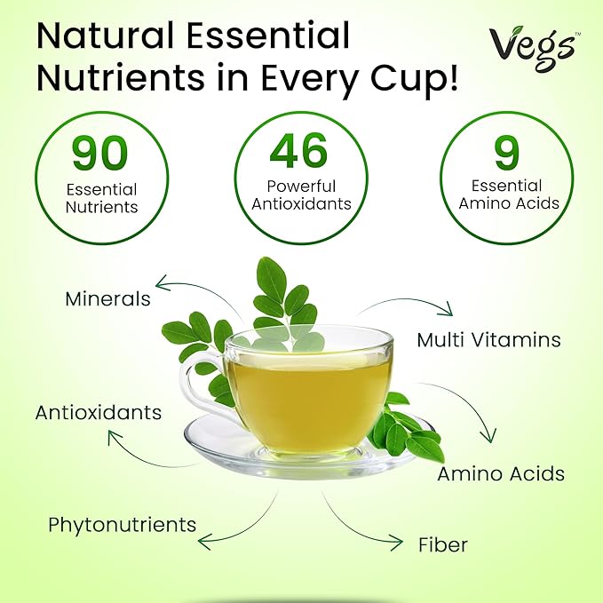 VEGS Moringa Tea 60 Pyramid Tea Bags - Image 4