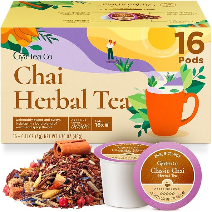 Gya Tea Co Chai Herbal Tea Pod- Decaf Wellness Tea by GyaTeaCo