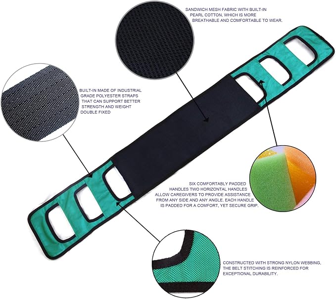 Transfer Belt Padded Assist Gait Belt, Mobility Standing and Lifting Aid - Image 3