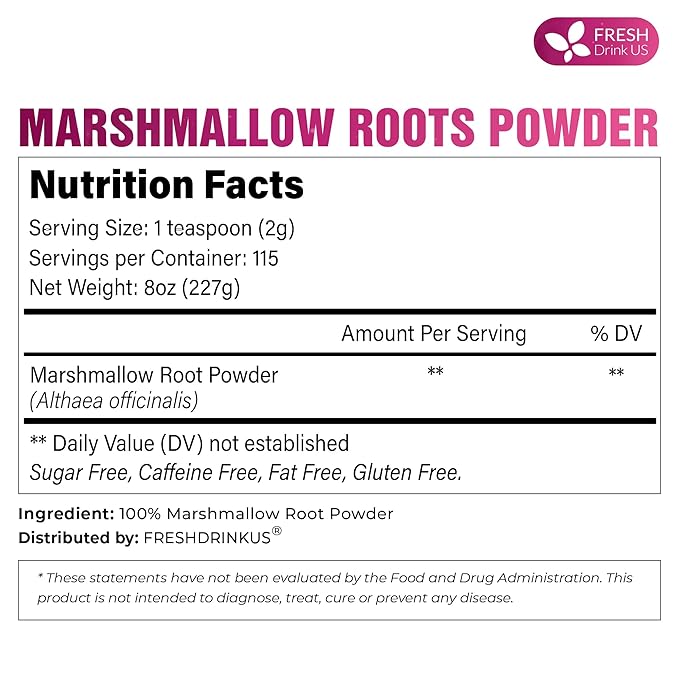 FreshDrinkUS, Premium 8oz Marshmallow Root Powder. Finely Ground – Premium - Image 2