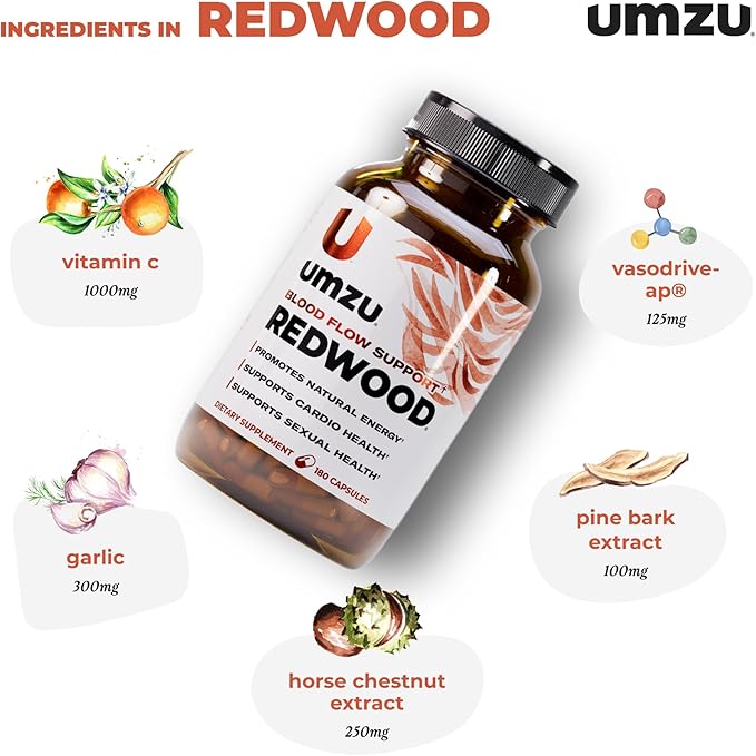 UMZU Redwood Nitric Oxide Booster, – Vitamin C, Garlic & Horse Chestnut – - Image 3