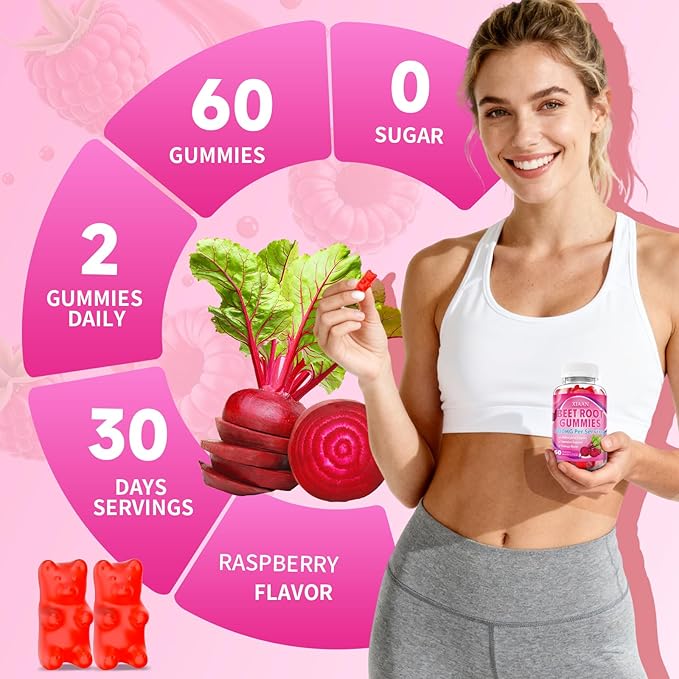 Beet Root Gummies for Women & Men, Beetroot Supplement Beet Chews - Image 7