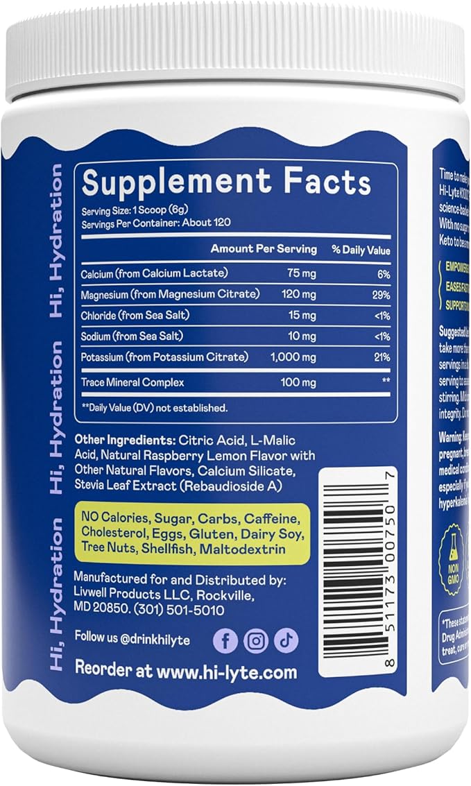 Hi-Lyte Keto K1000 Electrolytes Powder | Raspberry Lemon | Hydration Supplement - Image 5
