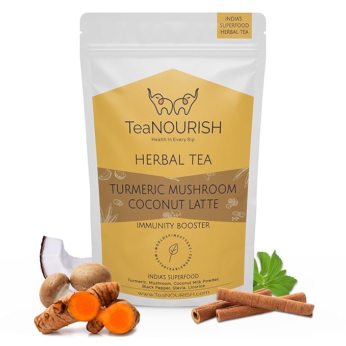 TeaNOURISH Turmeric Mushroom Coconut Latte | Caffeine-Free, Immunity-Boosting by TeaNOURISH