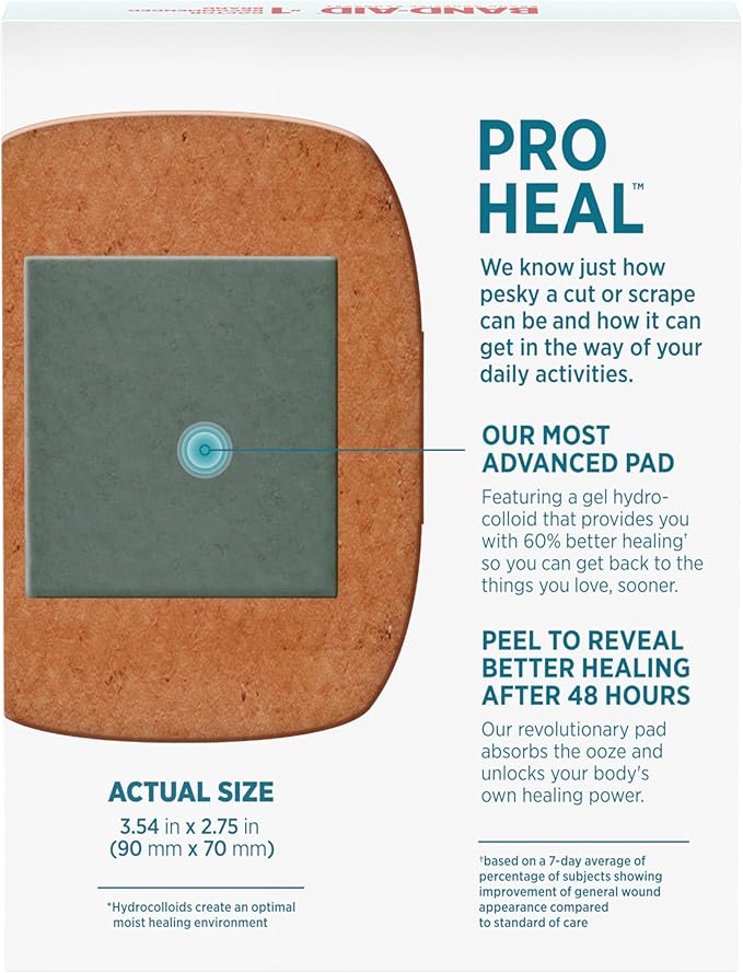 BAND-AID Brand Pro Heal Adhesive Waterproof Bandages, Hydrocolloid Gel Patch - Image 8