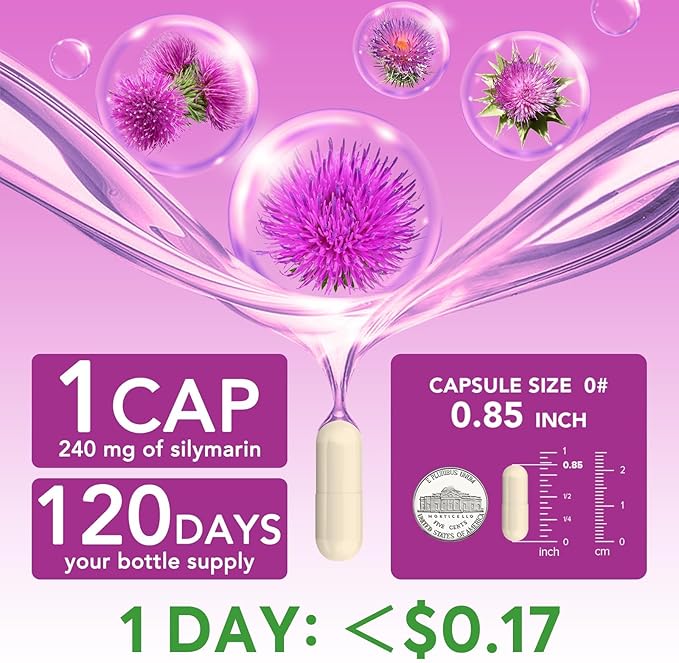 Milk Thistle, 50X Concentrated Seed Extract, 80% Silymarin, Liver Support - Image 4