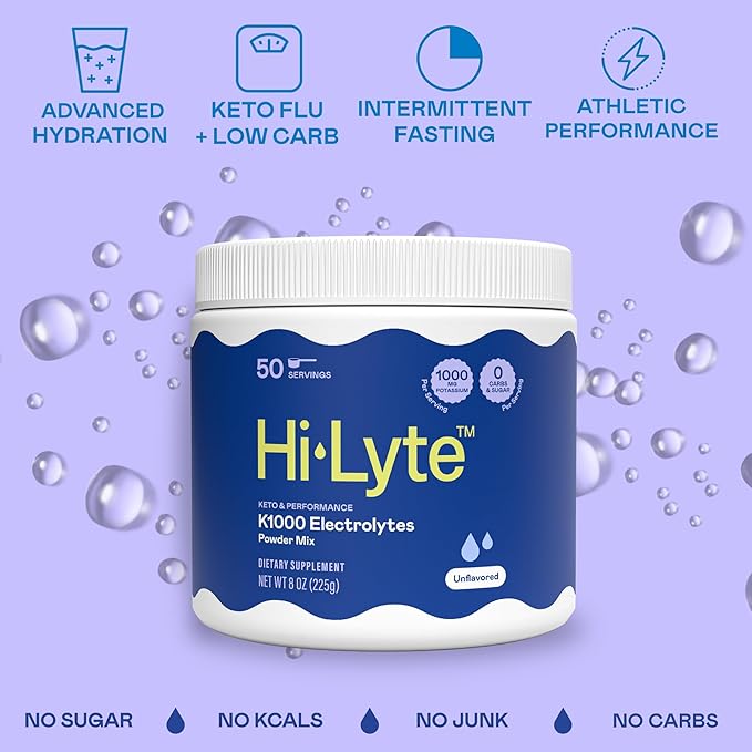 Hi-Lyte K1000 Electrolytes Powder Mix Unflavored Keto & Performance, 50 Servings - Image 3