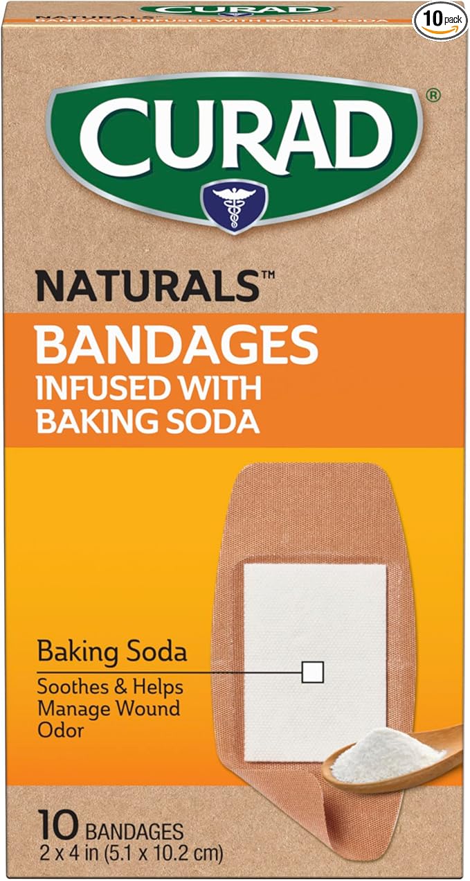 CURAD Naturals Baking Soda Bandages 2" x 4", Individually Wrapped Sterile by Curad