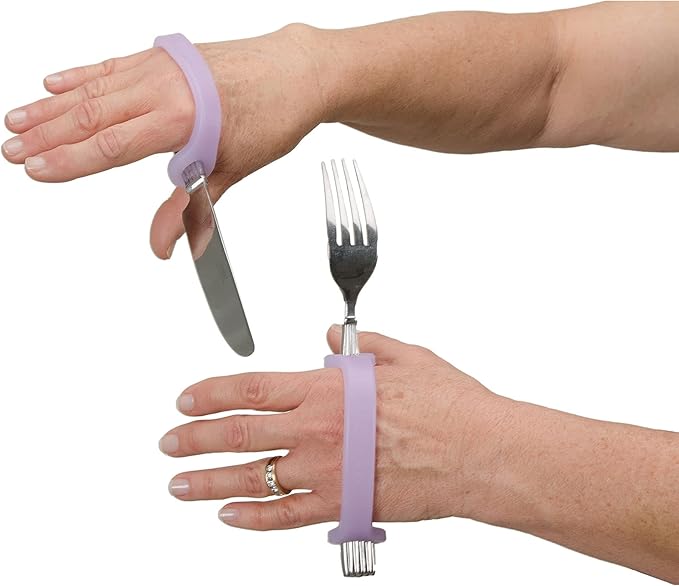 EazyHold Lavender Silicone Assistive Universal Cuff, Hand Grip Device - Image 3
