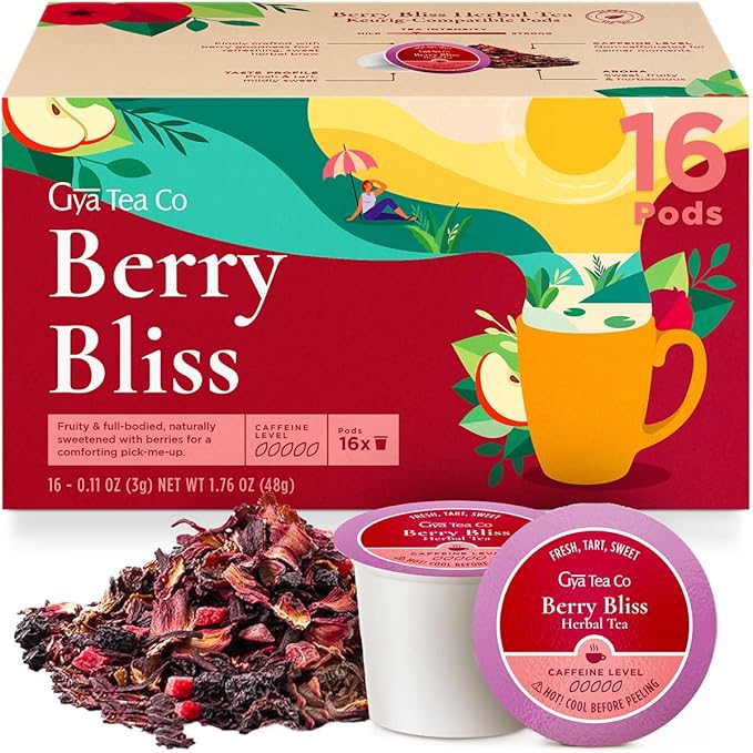 Gya Tea Co Berry Bliss Herbal Tea Pod- Decaf Wellness Tea by GyaTeaCo