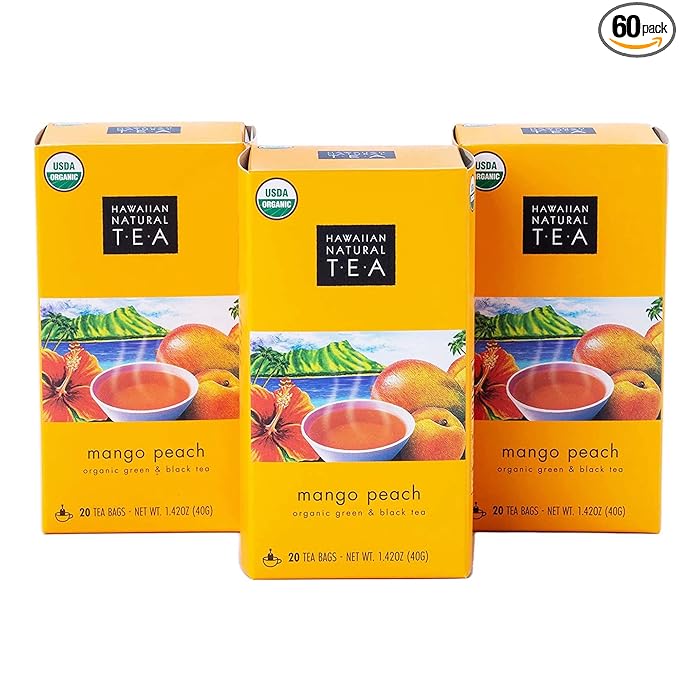 Hawaiian Natural Tea Mango Peach Flavored Organic Tea by HawaiianNaturalTea