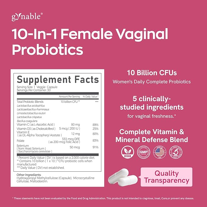 Gynable Vaginal Probiotics for Women Odor & Itch Support, Urinary | pH Balance - Image 4