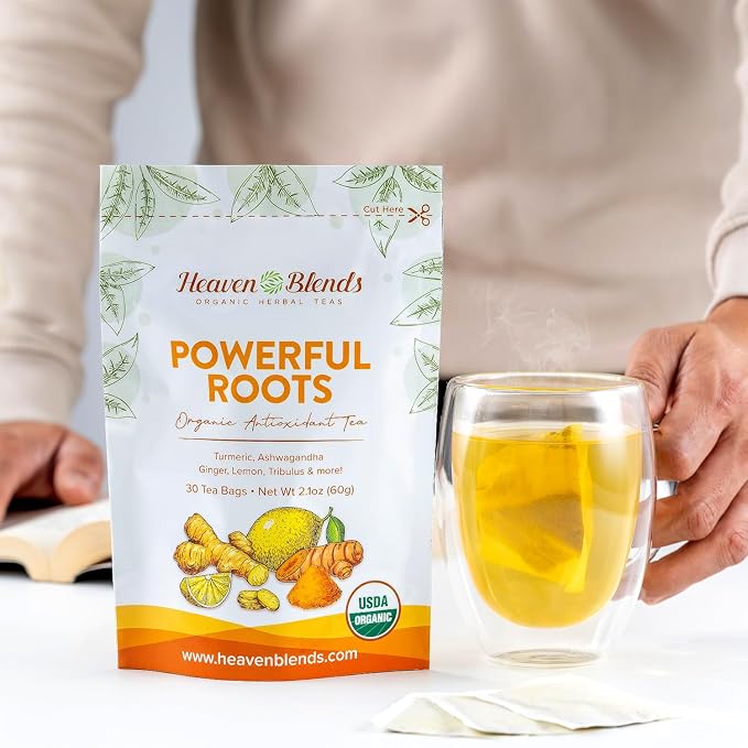 Heaven Blends Powerful Roots Organic Herbal Tea – Antioxidant Blend - Image 4