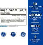 10 in 1 Magnesium Complex, 420mg Elemental Magnesium | Ultra Strength, Max - Image 2
