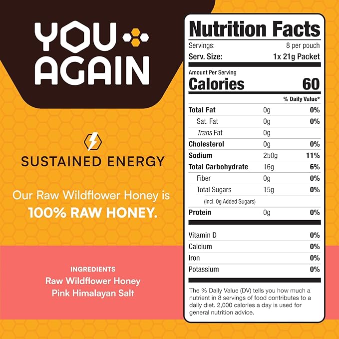 You Again Super Honey Clean Energy Gel, Honey & Himalayan Salt | Electrolyte - Image 2