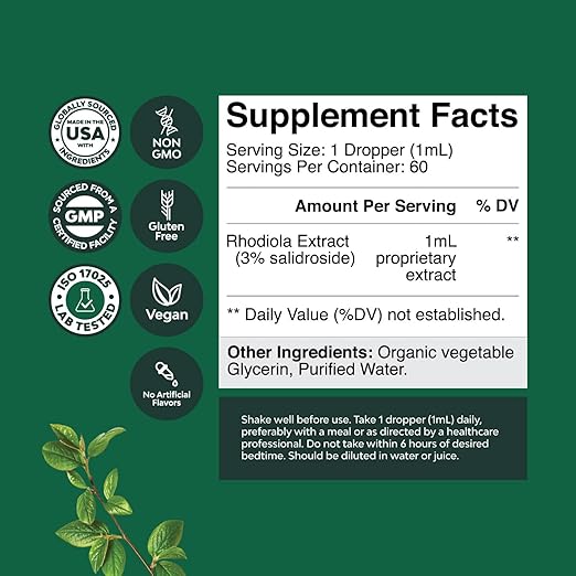 Natures Craft High Potency Rhodiola Rosea Tincture -Liquid Rhodiola Supplement - Image 3