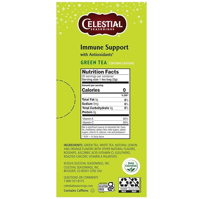 Celestial Seasonings Immune Support Green Tea 20 Tea Bags - Image 2