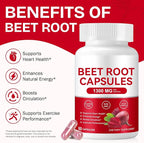 Beet Root Capsules for Natural Energy & Endurance Support, Beetroot Powder Beet - Image 2