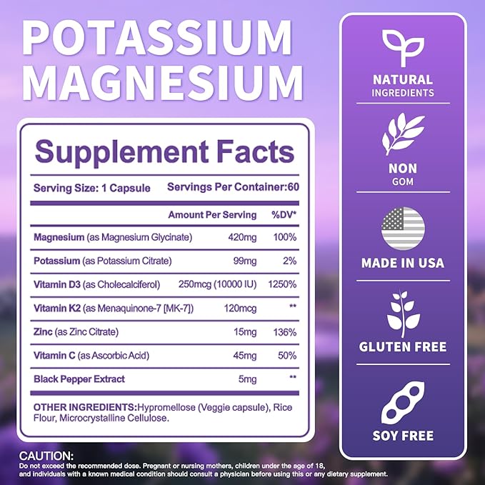 Magnesium Potassium D3 K2 10000IU Supplement - Image 2