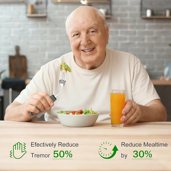 Adaptive Utensils for Elderly 4 Piece, 2.9 oz Weighted Silverware for Hand - Image 2