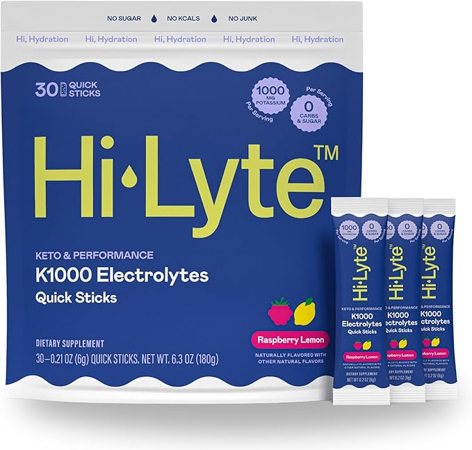 Hi-Lyte K1000 Electrolytes Powder Packets Raspberry Lemon, 30 Servings by Hi-Lyte